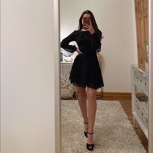 Lulus Ruffled Long Sleeve Chiffon Dress